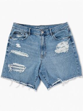 American Eagle Outfitters Light Blue ‘90’s Boyfriend Distressed Shorts Size 14